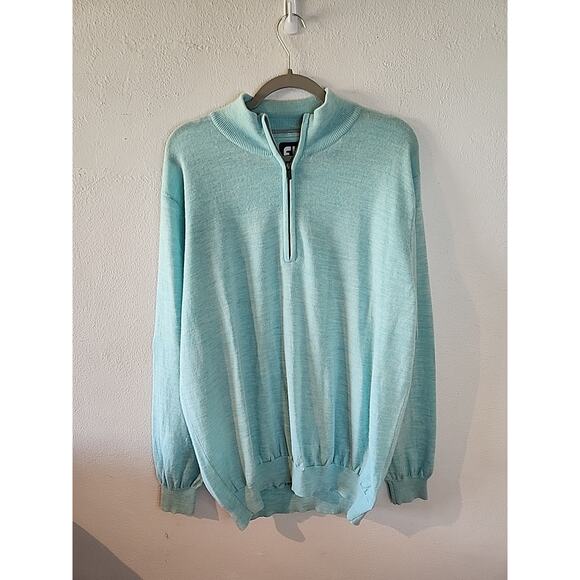 FootJoy Sweater Mens Blue Quarter Zip Pullover Golf Classic Knit FJ Wool XL - Picture 1 of 6